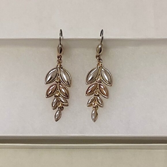 NEW Two Tone Gold Plated Drop Dangle Crystal Earrings Women Jewelry Gifts - Picture 4 of 6